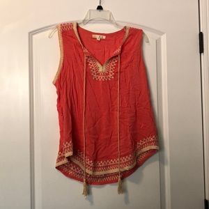 Pink embroidered tank top